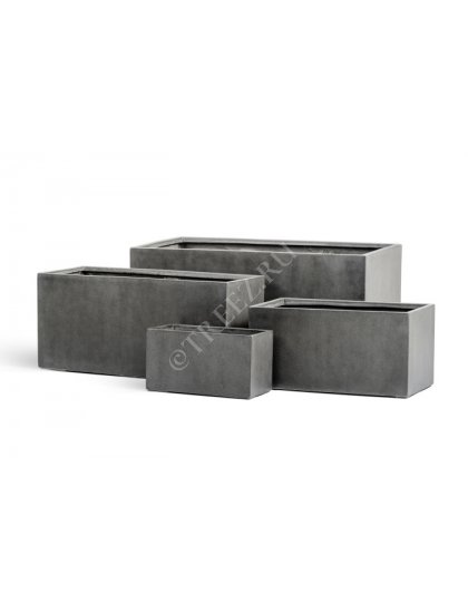 Кашпо TREEZ Effectory - серия Beton - Низкий прямоугольник - Тёмно-серый бетон